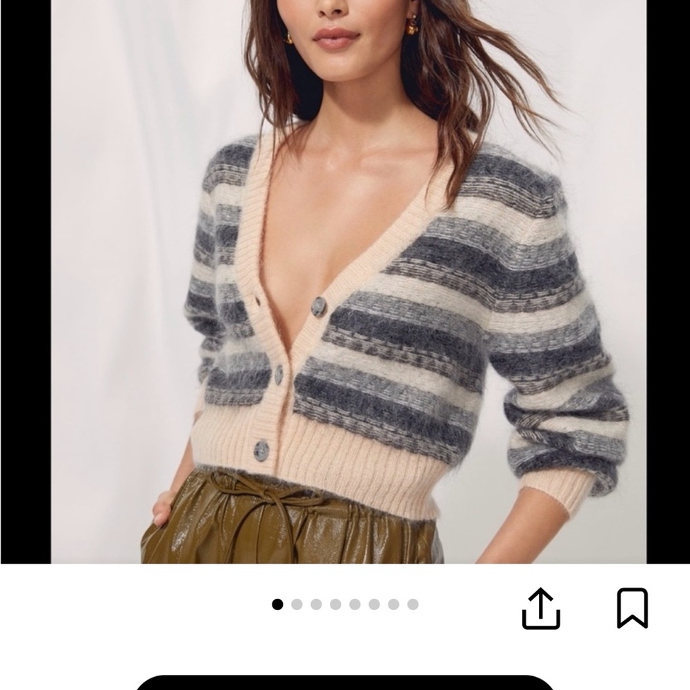 Wilfred Cadence  Cropped Cardigan Striped Wool Blend Sweater Size XS